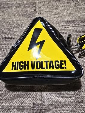Vintage FX Creations High Voltage Purse Vinyl Y2K 90s Crossbody Mini Bag Yellow